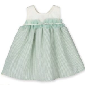 VESTITINO RIGHE VERDE CHIARO CON TULLE