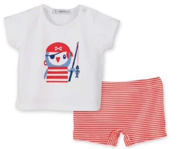 COSTUME A RIGHE ROSSE CON MAGLIETTA PIRATA