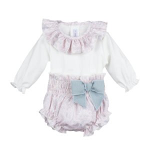 2 PZ MAGLIA PANNA COLLETTO E COPRIPANNOLINO ROSA