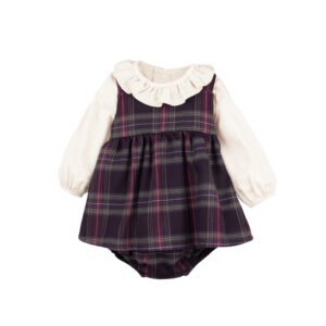 3PZ SALOPETTE SCOZZESE CON CAMICIA BEIGE